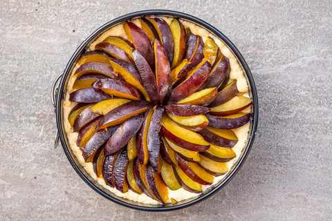 Zwetschenkuchen roh belegt