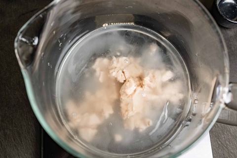 Hefe mit Wasser in einem Glasbehälter